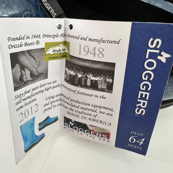 Sloggers Womens Waterproof Blue Horseshoe Print Garden Clogs 10 Made In USA - Picture 5 of 10